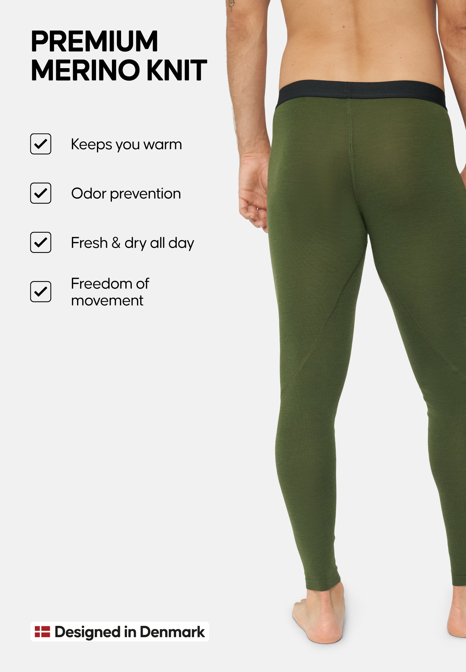 MERINO WOOL BASE LAYER PANTS FOR MEN (Outlet)