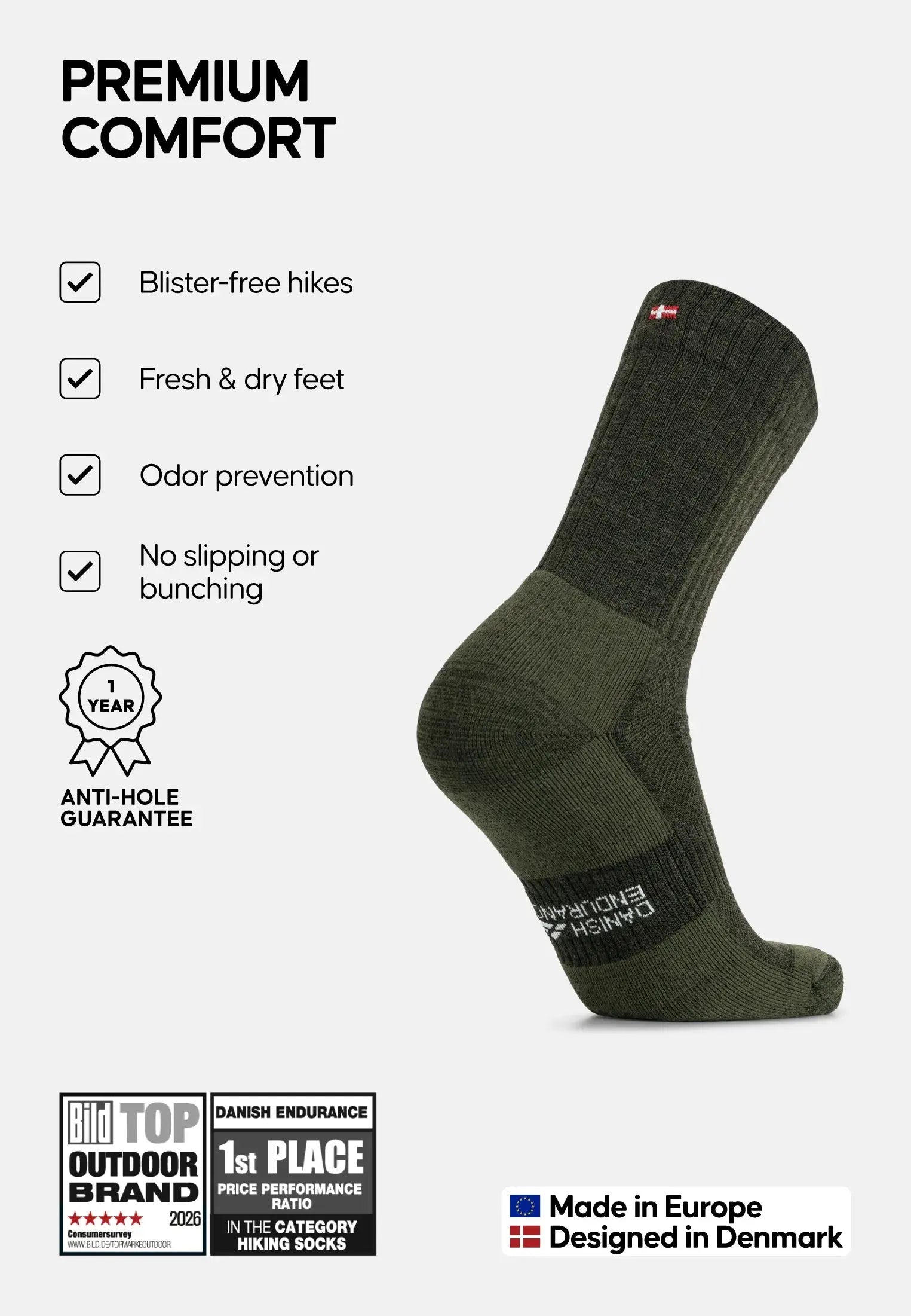 PREMIUM HIKING CREW SOCKS (Outlet) DANISH ENDURANCE