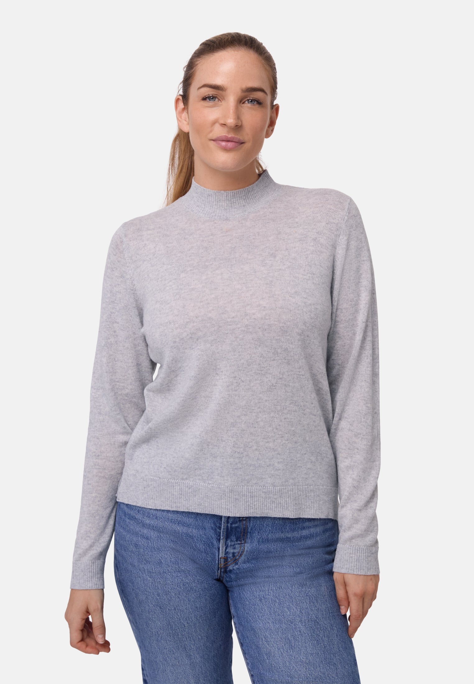 MAGLIONE A COLLO ALTO IN LANA MERINO E CASHMERE DA DONNA