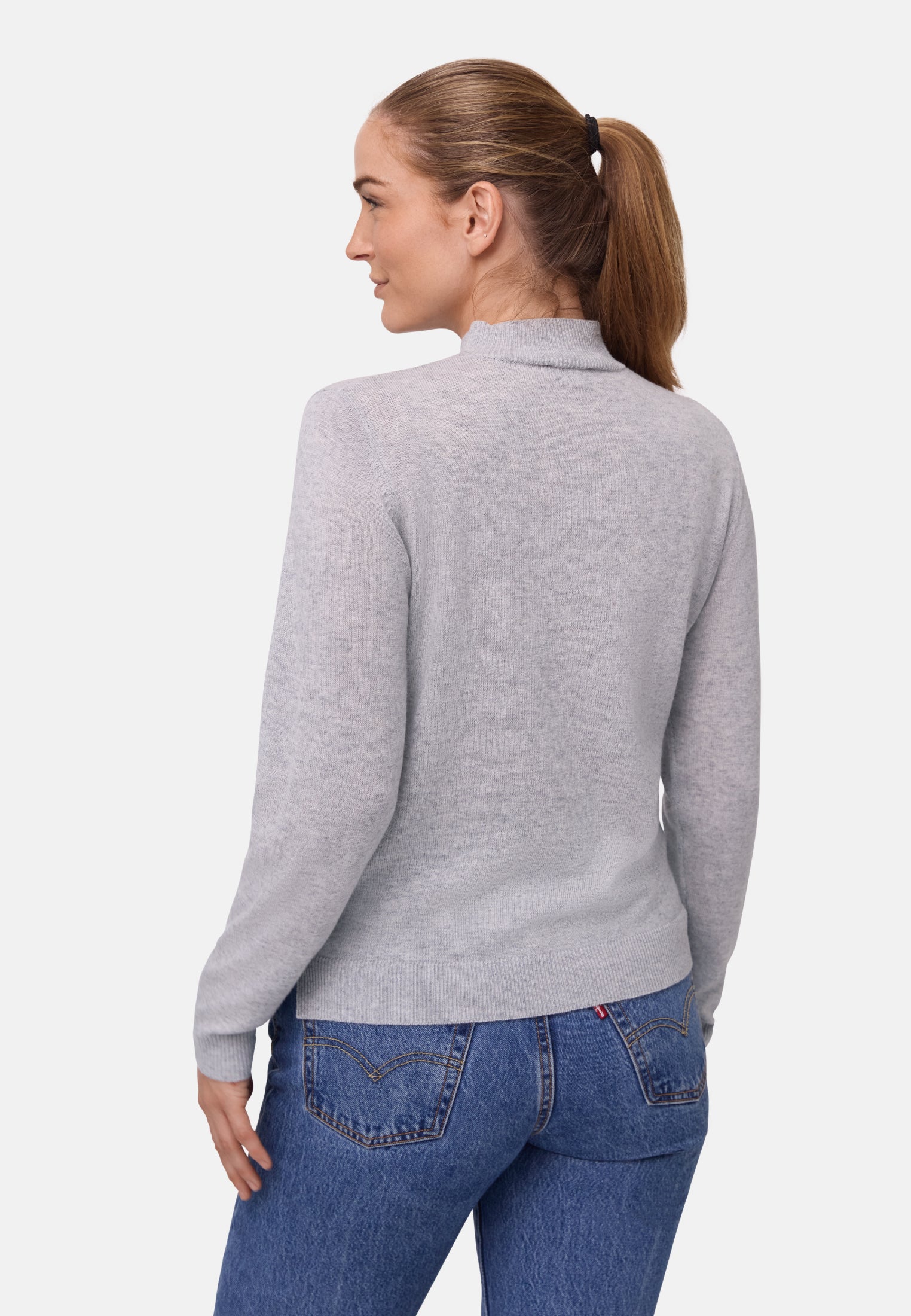 MAGLIONE A COLLO ALTO IN LANA MERINO E CASHMERE DA DONNA