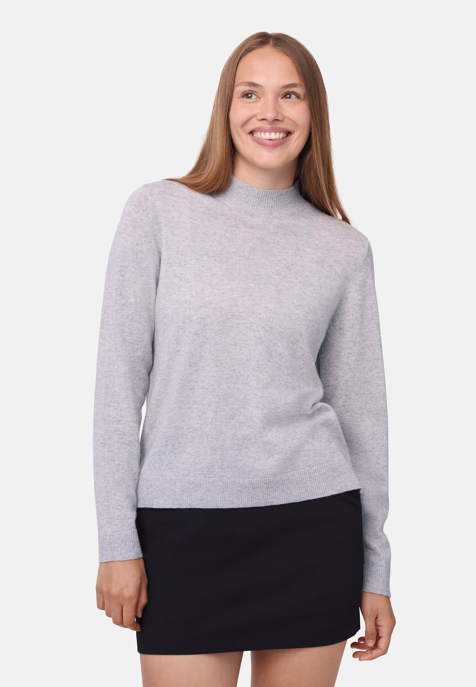 MAGLIONE A COLLO ALTO IN LANA MERINO E CASHMERE DA DONNA