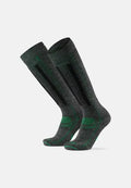 CHILDREN MERINO WOOL SKI SOCKS (Outlet) - Dark Grey/Green