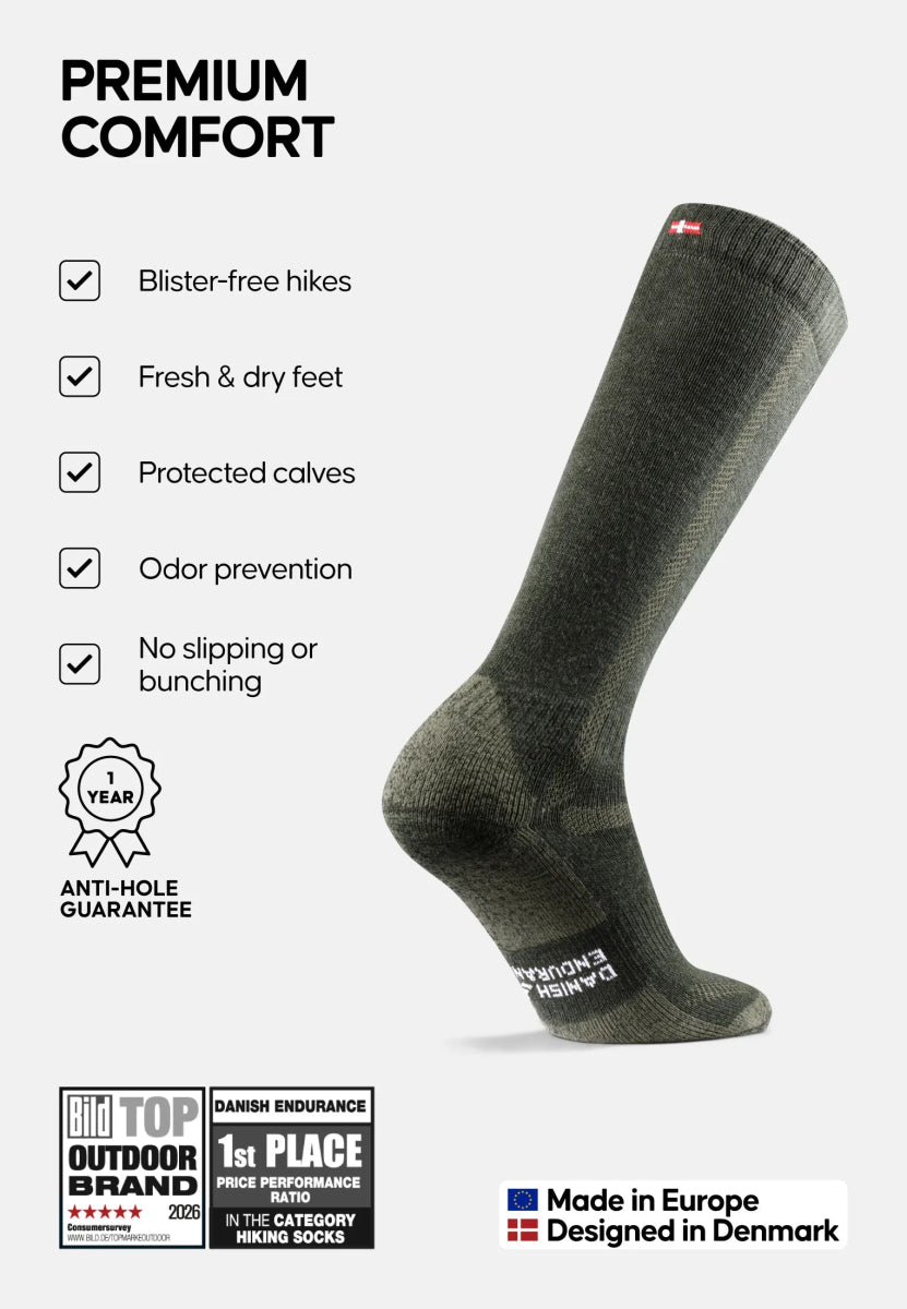 KNEE - HIGH MERINO HIKING SOCKS - DANISH ENDURANCE
