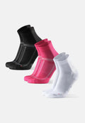 LONG DISTANCE RUNNING QUARTER SOCKS - Black | Pink | White