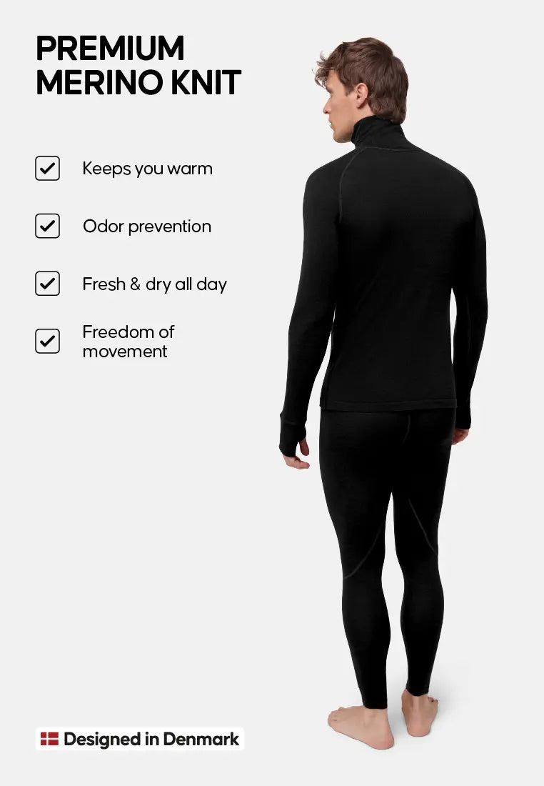 MERINO BASELAYER SET WITH HALF - ZIP SHIRT FOR MEN - DANISH ENDURANCE