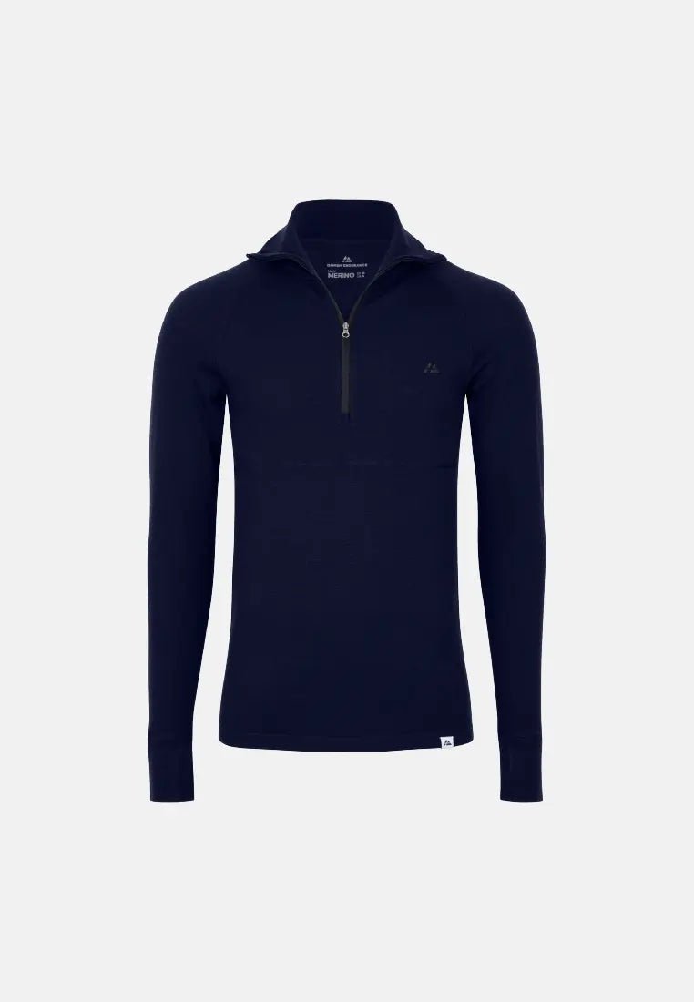 MERINO WOOL BASE LAYER HALF - ZIP SHIRT FOR MEN - DANISH ENDURANCE