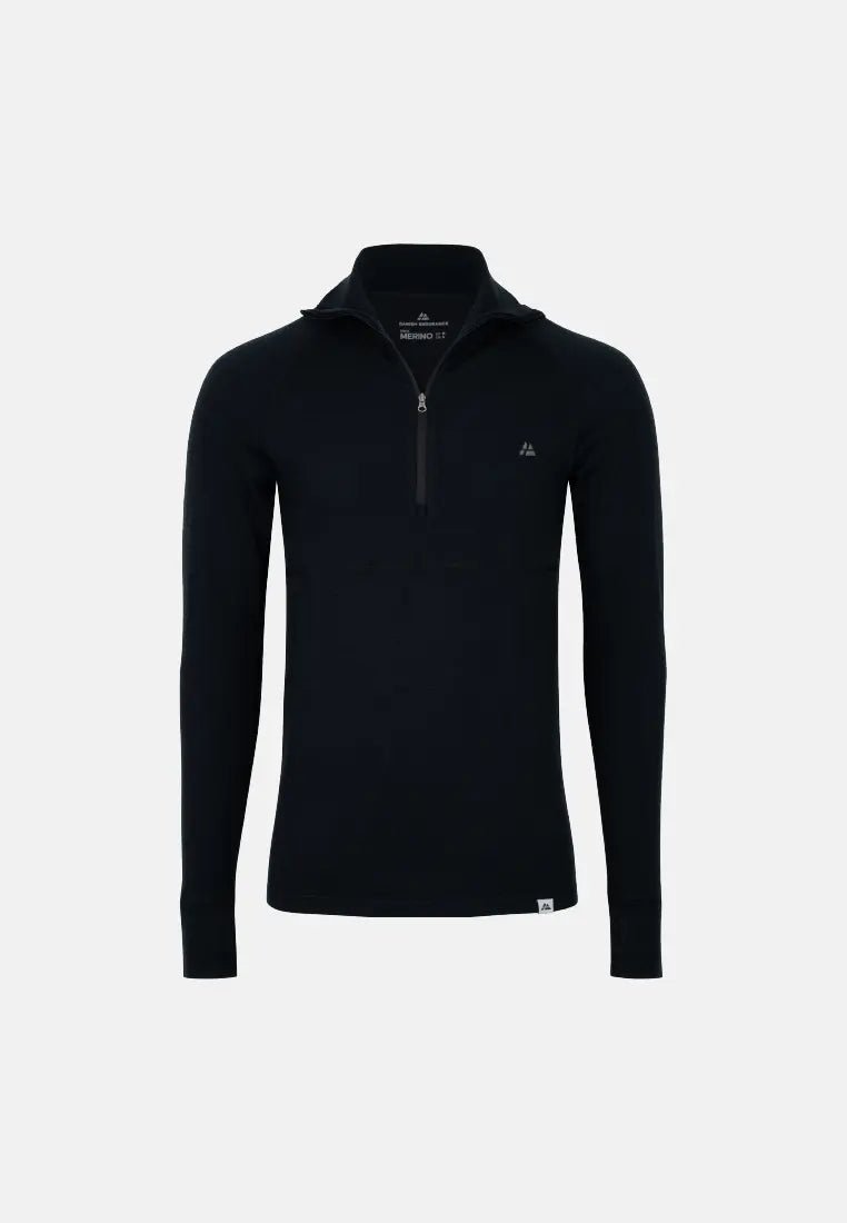 MERINO WOOL BASE LAYER HALF - ZIP SHIRT FOR MEN - DANISH ENDURANCE