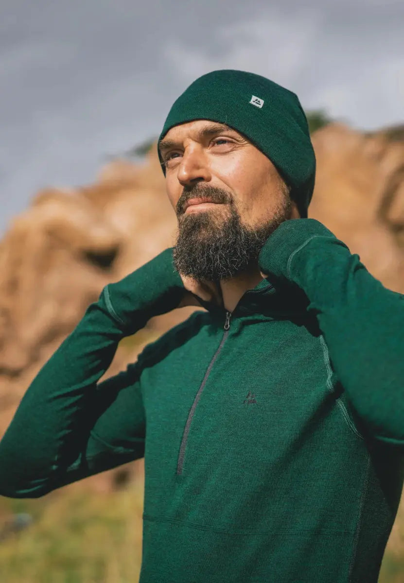 MERINO WOOL BASE LAYER HALF - ZIP SHIRT FOR MEN - DANISH ENDURANCE