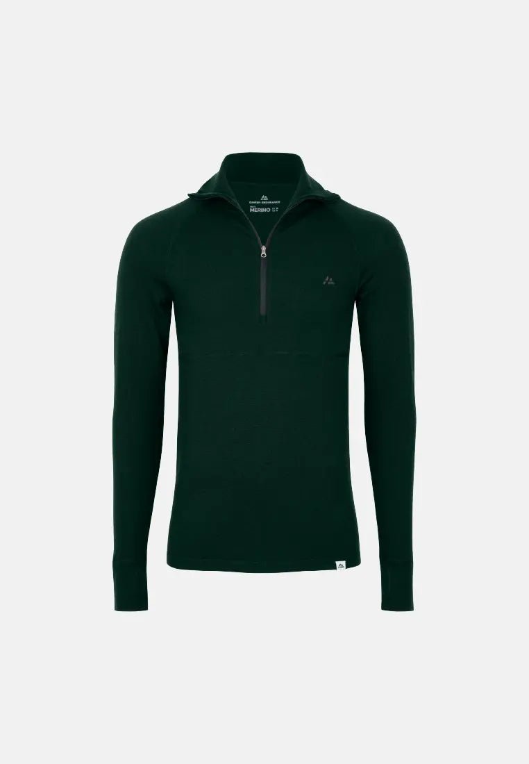 MERINO WOOL BASE LAYER HALF - ZIP SHIRT FOR MEN - DANISH ENDURANCE