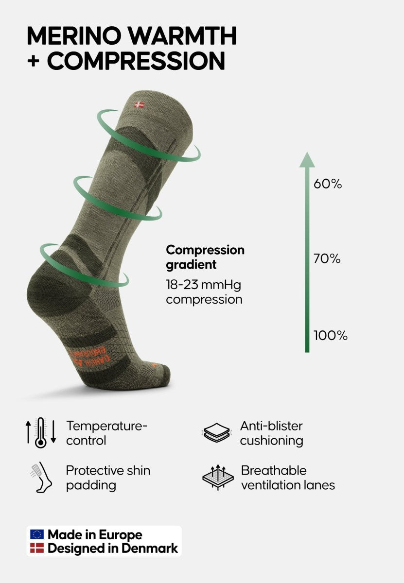 MERINO WOOL COMPRESSION SKI SOCKS - DANISH ENDURANCE
