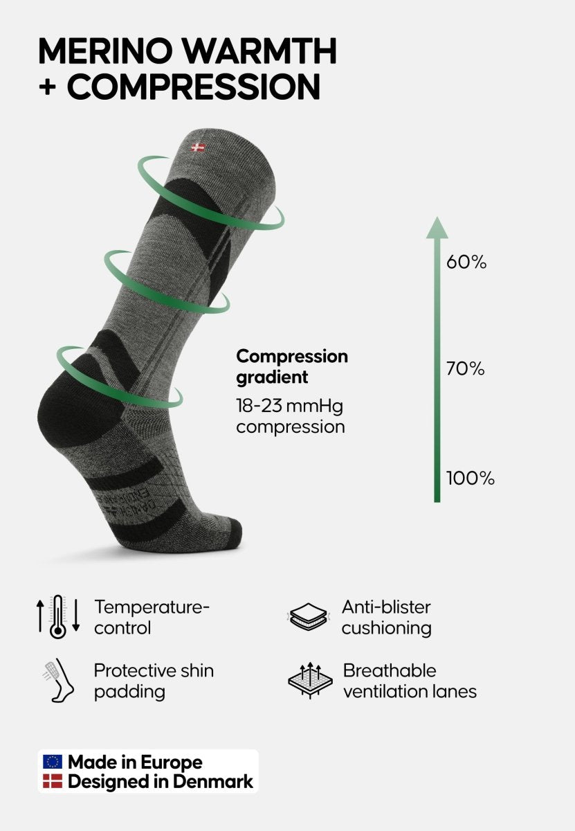 MERINO WOOL COMPRESSION SKI SOCKS - DANISH ENDURANCE