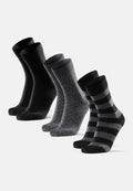 MERINO CREW SOCKS - Black | Grey Dots | Grey Stripes