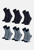 CHAUSSETTES MI-MOLLET COTTON - Bleu marine | Rayures bleu marine