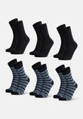 CHAUSSETTES MI-MOLLET COTTON - Noir | Rayures noires