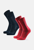 PREMIUM HIKING CREW SOCKS - Red | Navy Blue