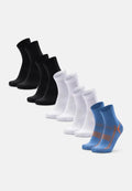 CLASSIC SPORTS QUARTER SOCKS - Black | White | Blue/Orange