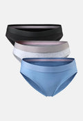 ORGANIC COTTON BIKINI PANTIES (Outlet) - Black | Grey Melange | Light Blue