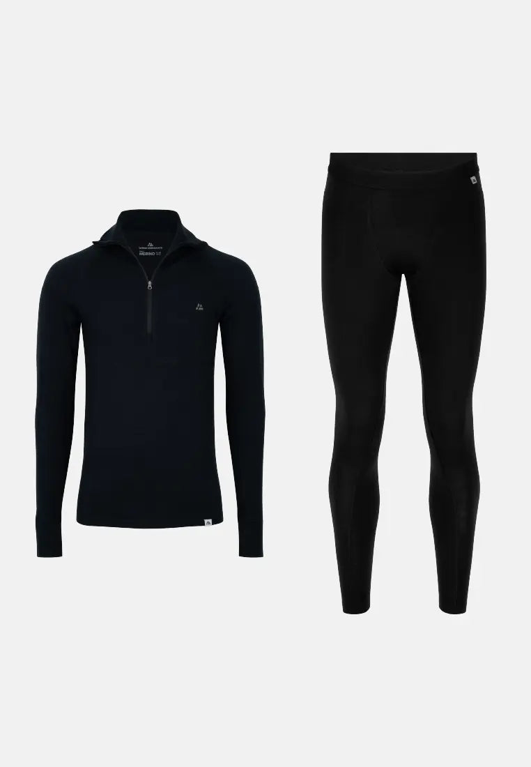 ENSEMBLE SOUS-VÊTEMENTS EN LAINE MÉRINOS AVEC T-SHIRT À DEMI-FERMETURE ÉCLAIR POUR HOMMES