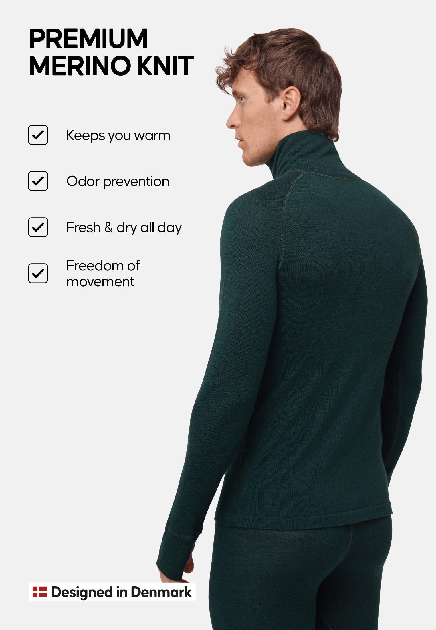 MERINO WOLLEN ONDERLAAG HALF-ZIP SHIRT VOOR HEREN
