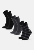 MERINO BUTTON CREW SOCKS - Black | Grey Dots | Grey Stripes