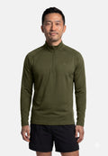 MAGLIA RUNNING HALF ZIP MOMENTUM - Verde Oliva Scuro