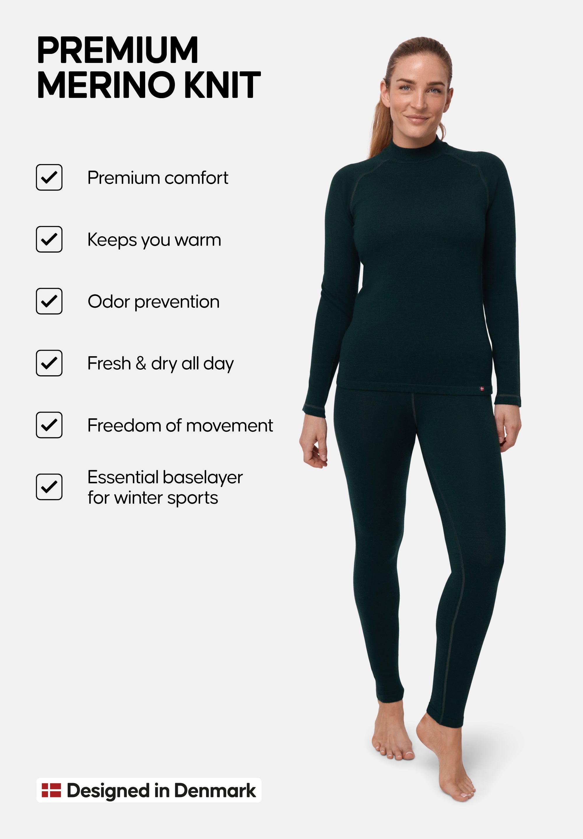 CONJUNTO DE CAPA BASE EXTREMA DE MERINO PARA MUJER