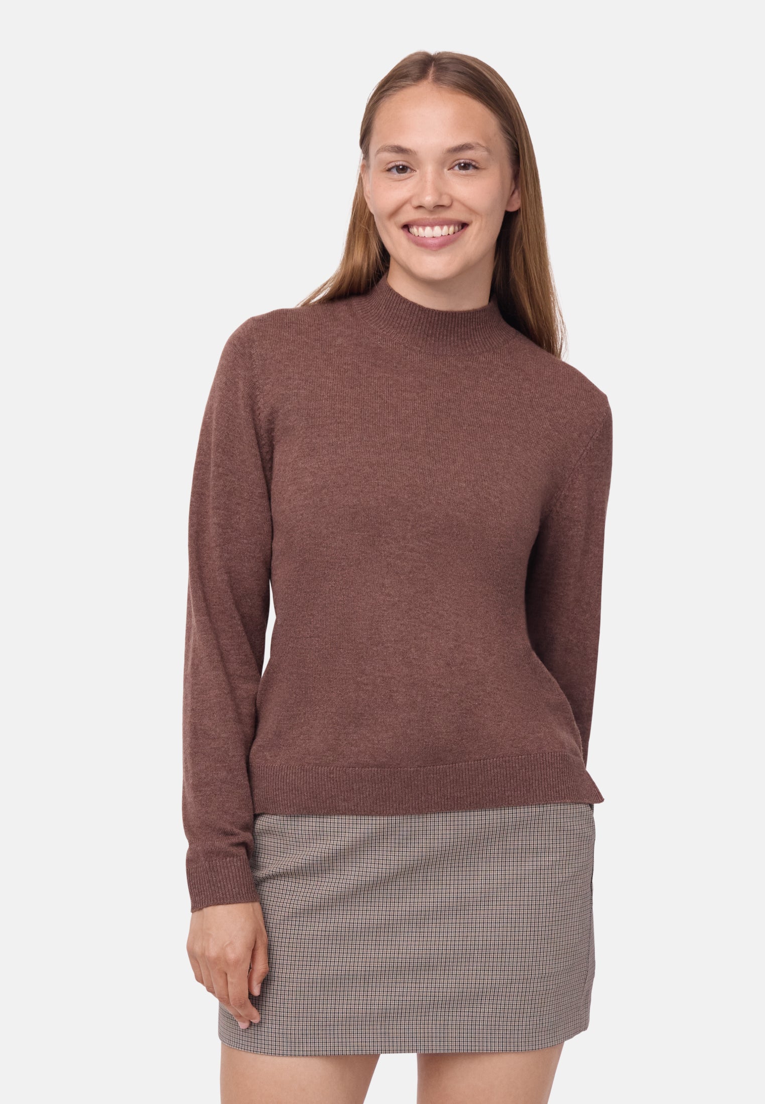JERSEY DE CUELLO ALTO DE MEZCLA DE MERINO Y CACHEMIRA PARA MUJER