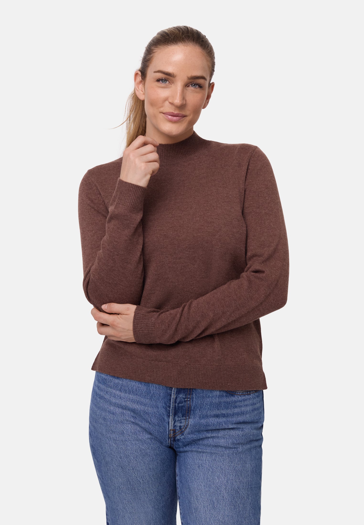 JERSEY DE CUELLO ALTO DE MEZCLA DE MERINO Y CACHEMIRA PARA MUJER