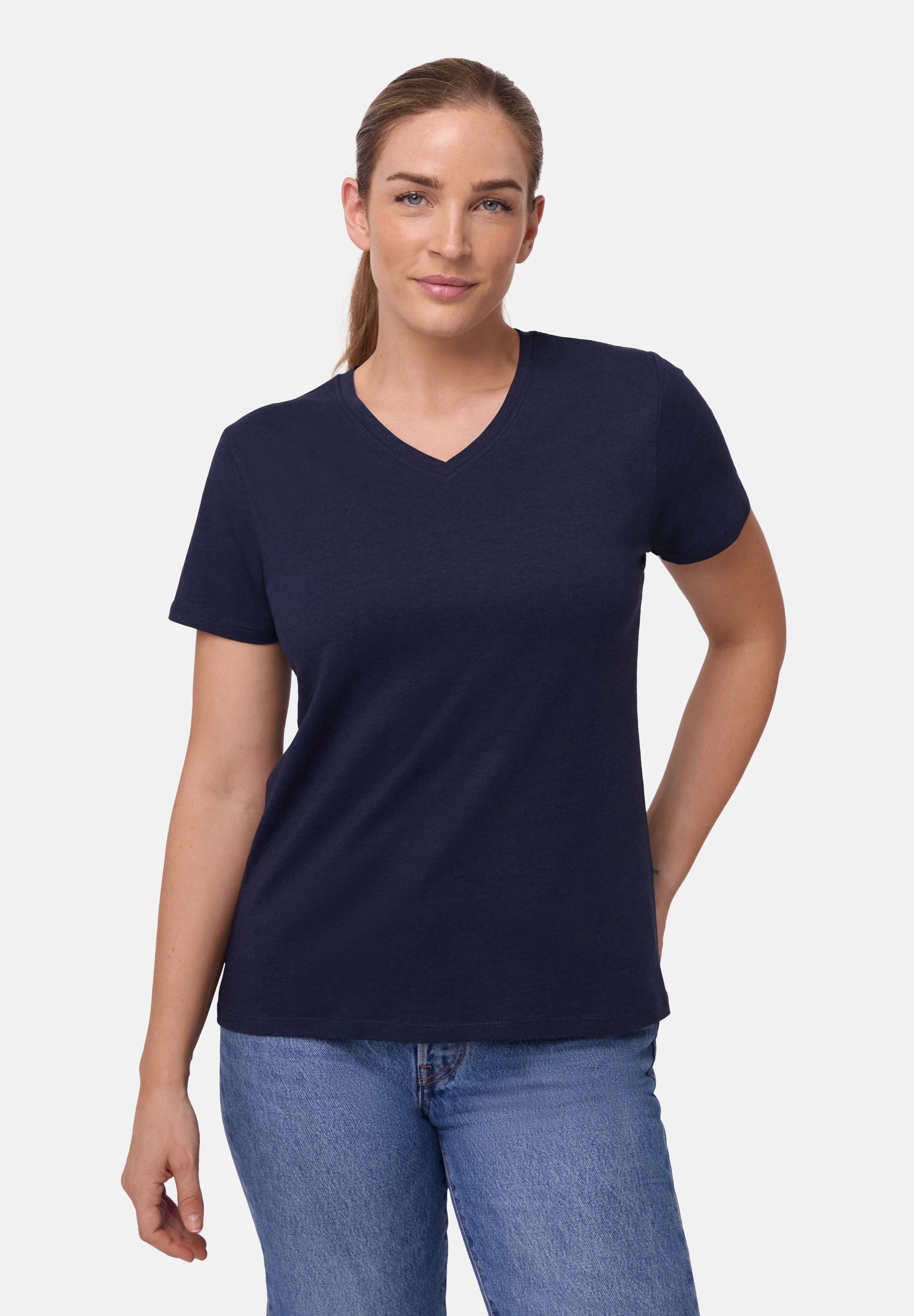 KLASSIEKE V-HALS T-SHIRT DAMES