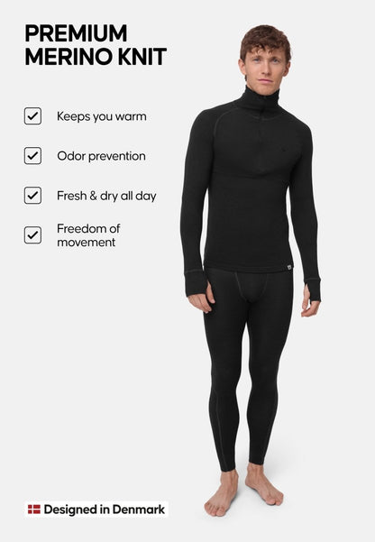 MERINO BASELAYER SET WITH HALF - ZIP SHIRT FOR MEN - DANISH ENDURANCE