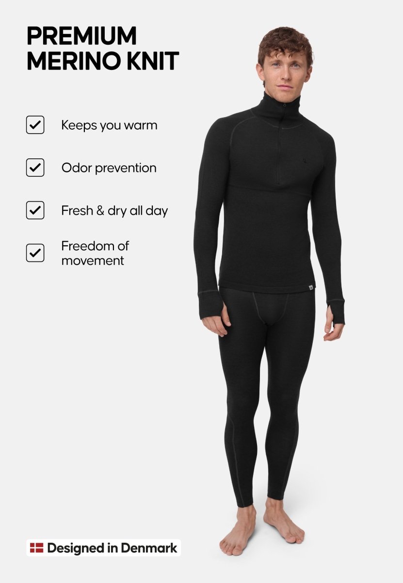 MERINO BASELAYER SET WITH HALF - ZIP SHIRT FOR MEN - DANISH ENDURANCE