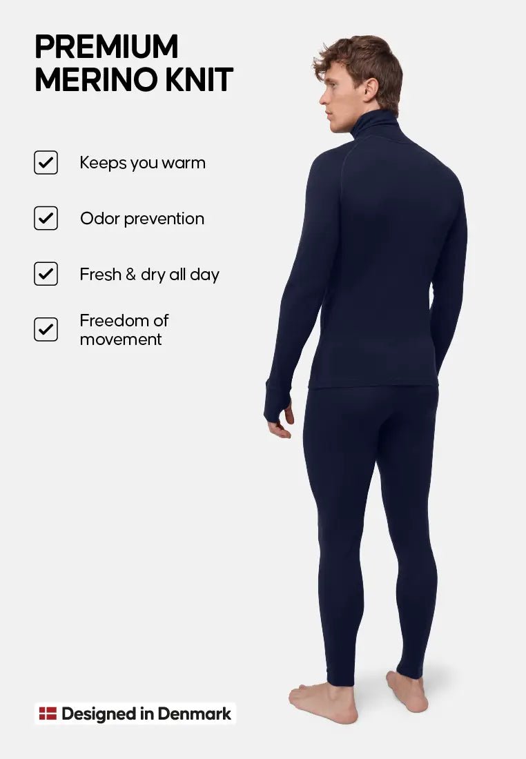 MERINO BASELAYER SET WITH HALF - ZIP SHIRT FOR MEN - DANISH ENDURANCE