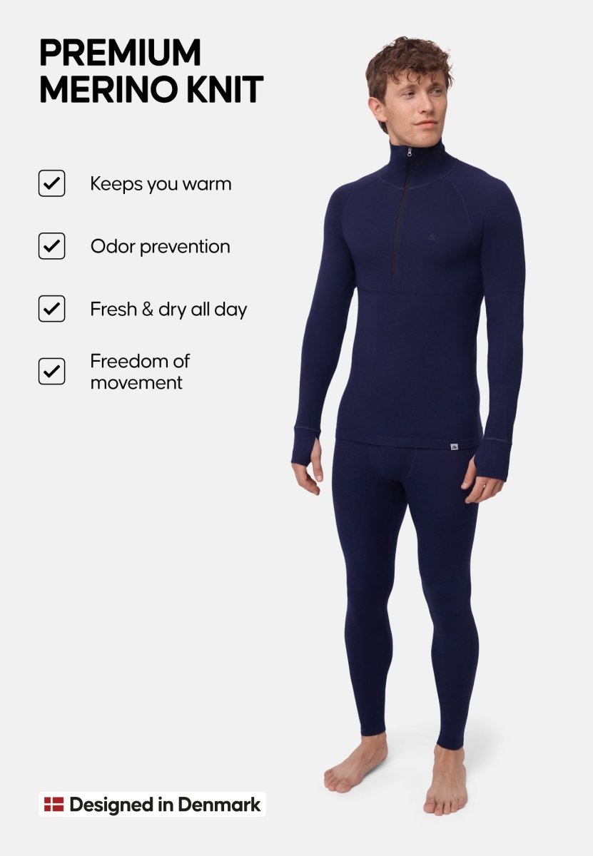 MERINO BASELAYER SET WITH HALF - ZIP SHIRT FOR MEN - DANISH ENDURANCE