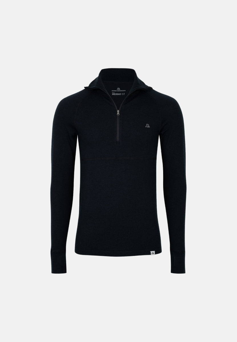 MERINO WOOL BASE LAYER HALF - ZIP SHIRT FOR MEN - DANISH ENDURANCE