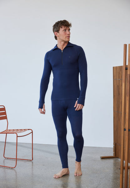 MERINO WOOL BASE LAYER HALF - ZIP SHIRT FOR MEN - DANISH ENDURANCE