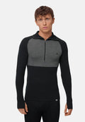 CORE MERINO HALF ZIP BASELAYER SHIRT - Black/Dark Grey