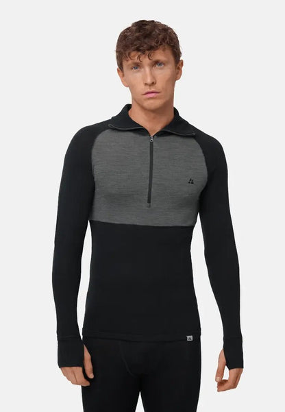 MERINO WOOL BASE LAYER HALF - ZIP SHIRT FOR MEN - DANISH ENDURANCE