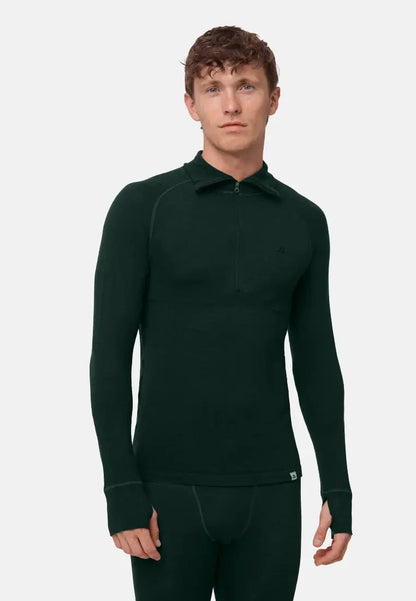 MERINO WOOL BASE LAYER HALF - ZIP SHIRT FOR MEN - DANISH ENDURANCE