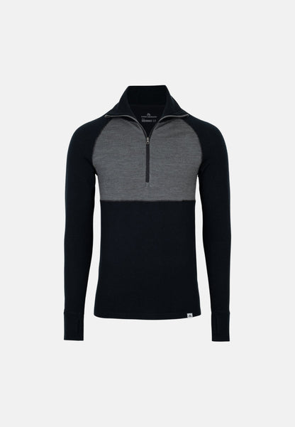 MERINO WOOL BASE LAYER HALF - ZIP SHIRT FOR MEN - DANISH ENDURANCE