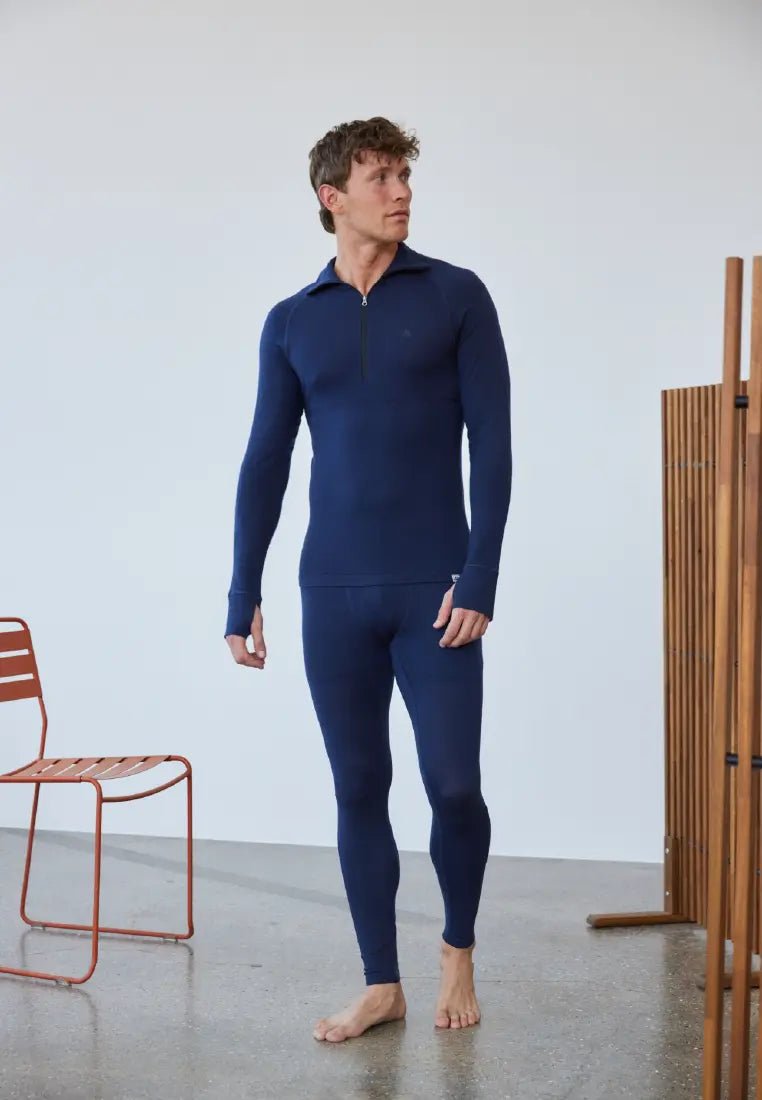 MERINO WOOL BASE LAYER HALF - ZIP SHIRT FOR MEN - DANISH ENDURANCE