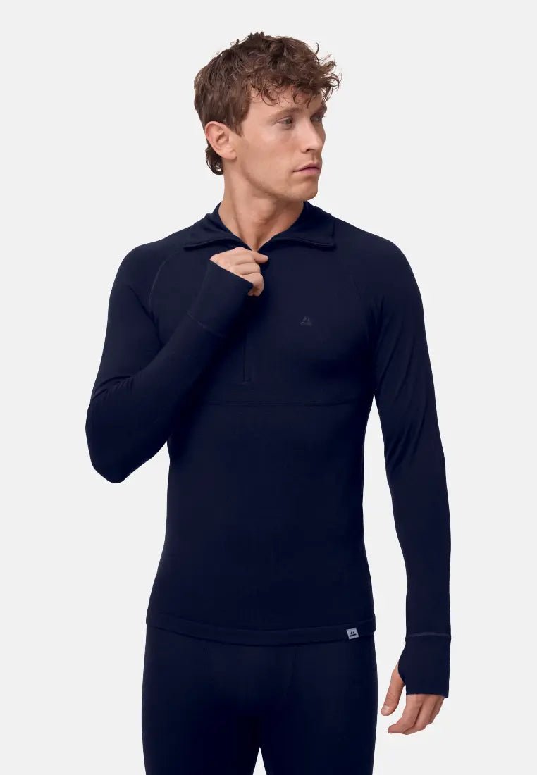 MERINO WOOL BASE LAYER HALF - ZIP SHIRT FOR MEN - DANISH ENDURANCE