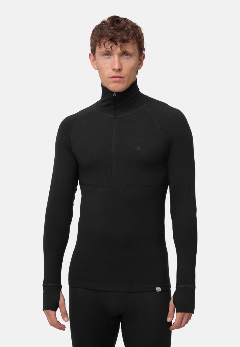 MERINO WOOL BASE LAYER HALF - ZIP SHIRT FOR MEN - DANISH ENDURANCE