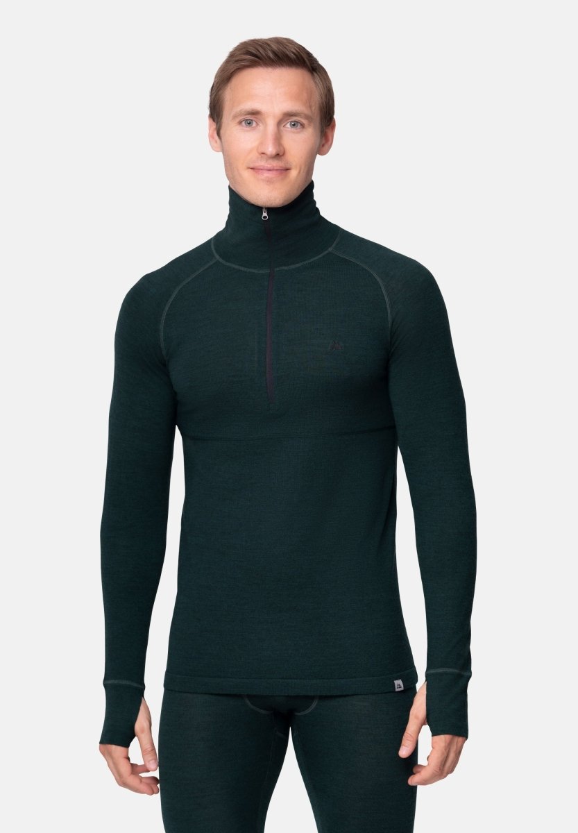 MERINO WOOL BASE LAYER HALF - ZIP SHIRT FOR MEN - DANISH ENDURANCE