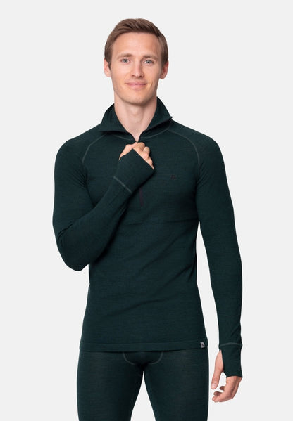 MERINO WOOL BASE LAYER HALF - ZIP SHIRT FOR MEN - DANISH ENDURANCE