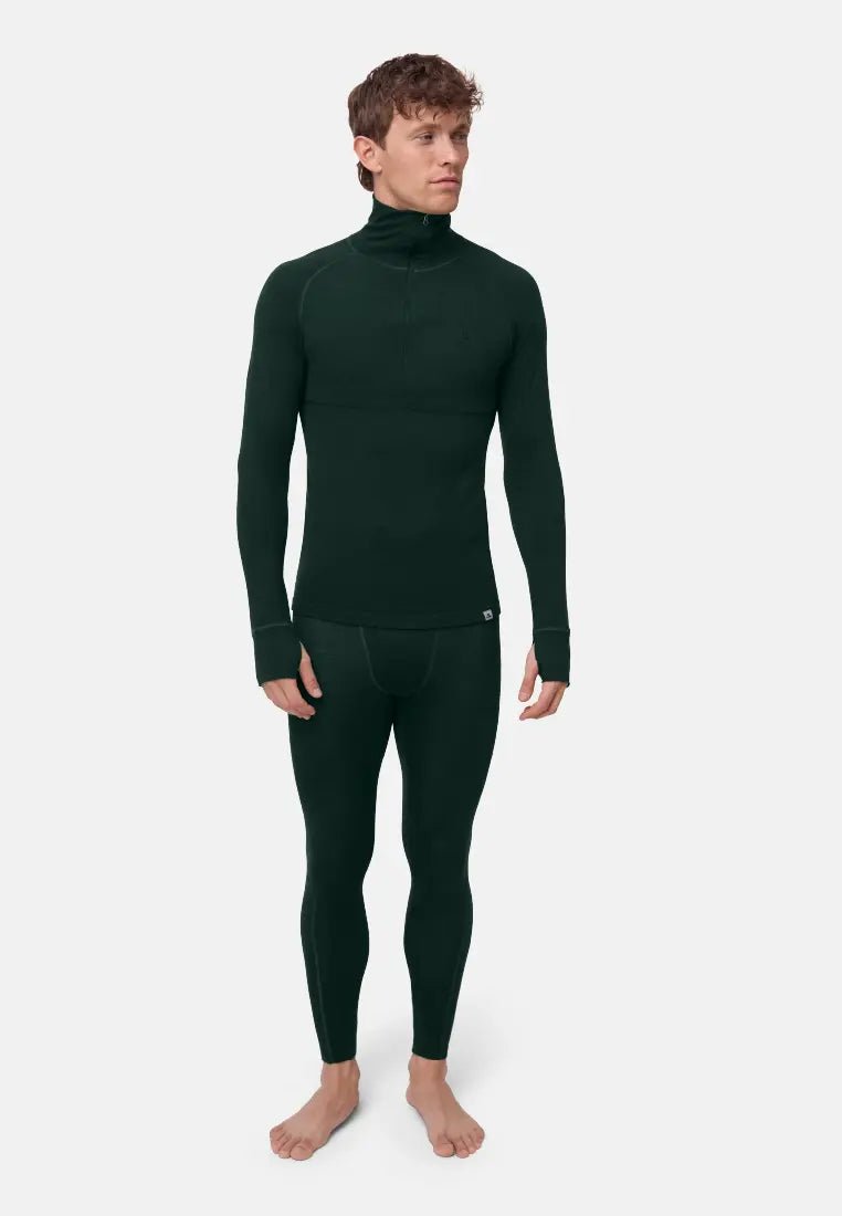 MERINO WOOL BASE LAYER HALF - ZIP SHIRT FOR MEN - DANISH ENDURANCE