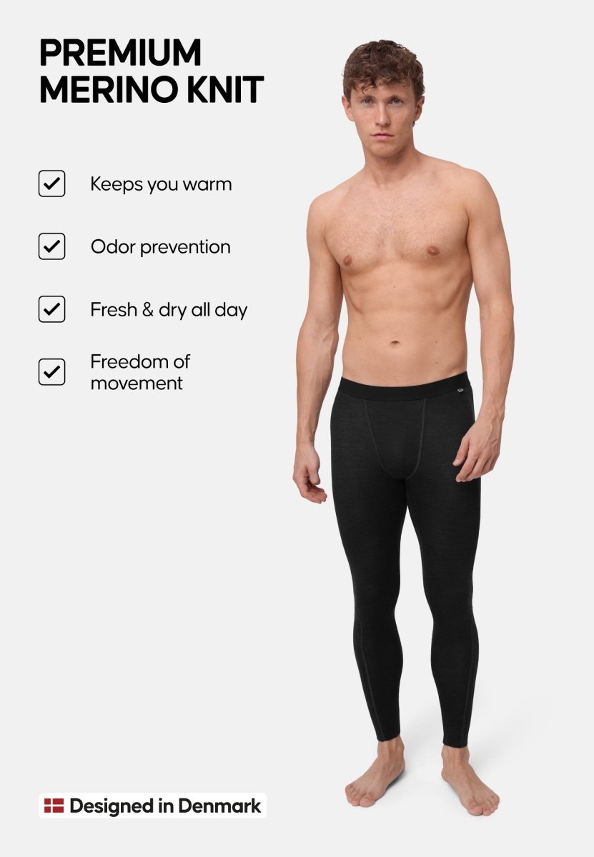 MERINO WOOL BASE LAYER PANTS FOR MEN - DANISH ENDURANCE