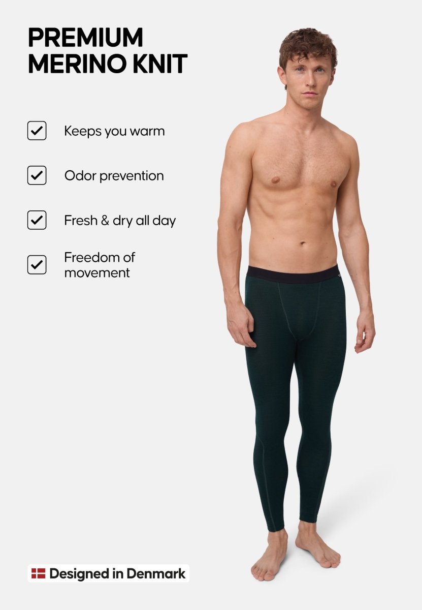 MERINO WOOL BASE LAYER PANTS FOR MEN - DANISH ENDURANCE