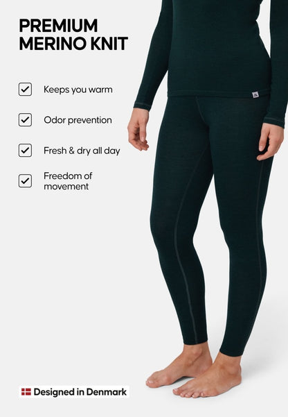 MERINO WOOL BASE LAYER PANTS FOR WOMEN - DANISH ENDURANCE