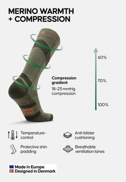 MERINO WOOL COMPRESSION SKI SOCKS - DANISH ENDURANCE