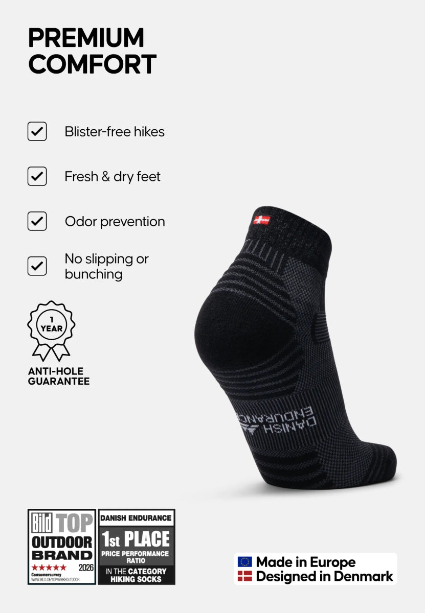 MERINO WOOL HIKING SOCKS LOW CUT - DANISH ENDURANCE